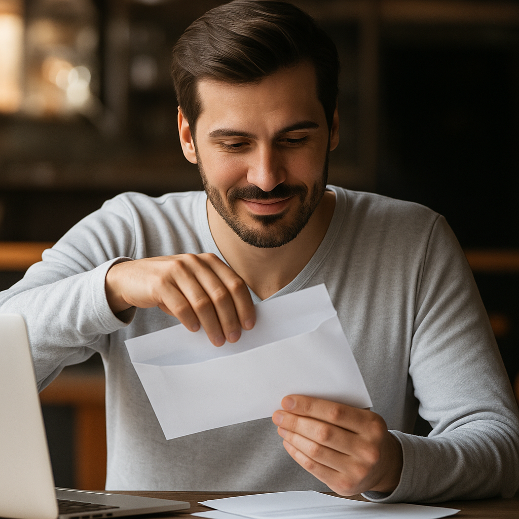 Homme lisant un document